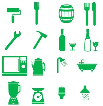 Bricolage, cuisine, hygiène en 16 icônes