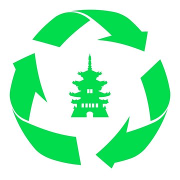 Pagode dans un symbole recyclage