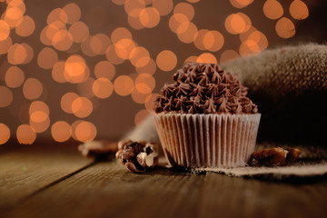 Tasty cupcake with butter cream,