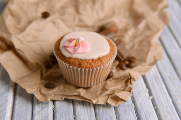 Tasty cupcake with butter cream,