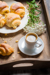 Espresso and croissant for breakfast