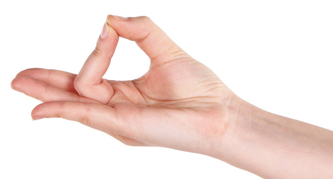 Hand yoga gesture isolated on white