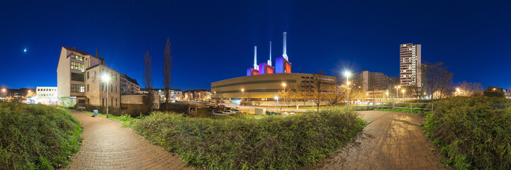 Hannover district Linden-Limmer at night. 360 degree panoramia.