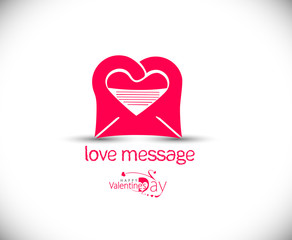 Love message with heart shape, isolated vector symbol