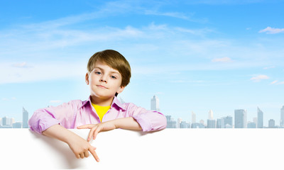 Kid with banner