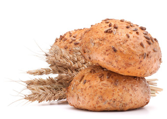 hamburger bun or roll and wheat ears bunch   cutout