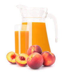 Peach fruit juice in glass jug
