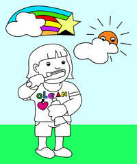 brushing teeth child illustration