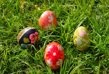 Easter eggs on the grass