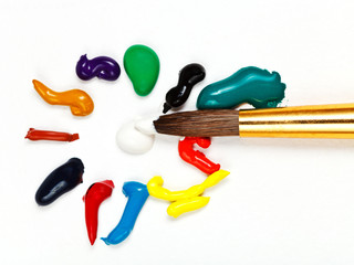 Fototapeta premium round paintbrush and circle from watercolors