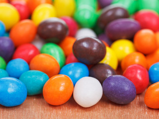 multi-colored chocolate candy dragees