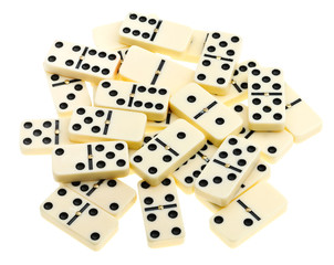 top view of scattered dominoes