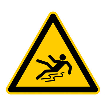 wso16 WarnSchildOrange - english warning sign: caution slippery floor - German Warnschild: Warnung vor Rutschgefahr - g422