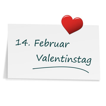 Blatt Papier mit Herz - 14.Februar Valentinstag