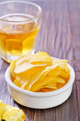 chips from potato with beer