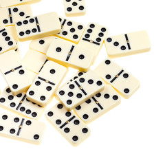 above view of many scattered dominoes