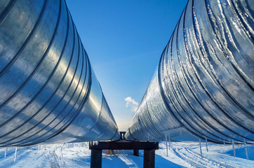 Pipeline on a background of blue sky - obrazy, fototapety, plakaty