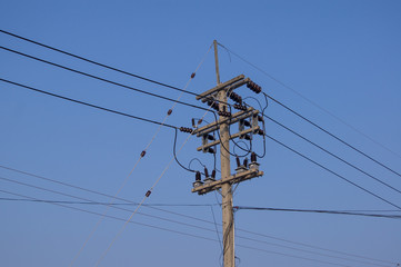 electricity pole along train rail