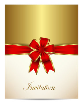 red ribbon and invitations