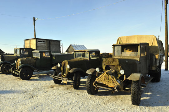 Soviet old  military cargo cars