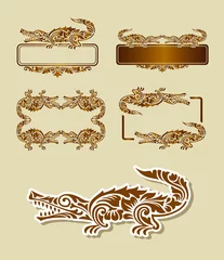 Wandcirkels aluminium Crocodile Pattern Decoration © ComicVector