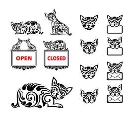 Zelfklevend Fotobehang Cat Pattern Decoration © ComicVector