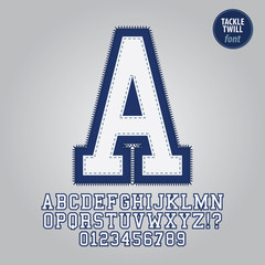 Blue Tackle Twill Alphabet and Digit Vector
