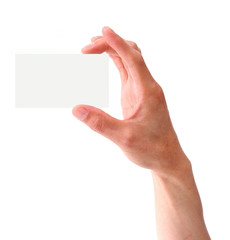 hand with business card
