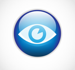 Blue button with eye vector