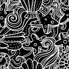 Seamless monochrome sea background