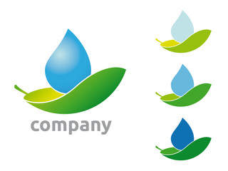 Blatt und Tropfen Logo Vorlagen