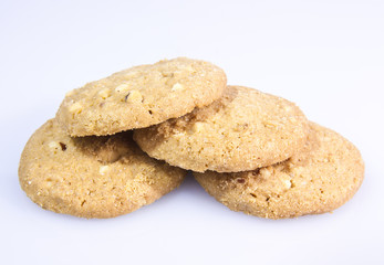 Almond cookie on white background