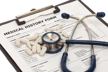 Medical form with stethoscope