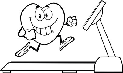 Black And White Healthy Heart Running On A Treadmill