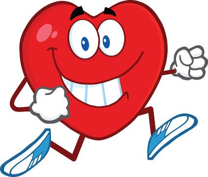 Smiling Heart Cartoon Mascot Character Running