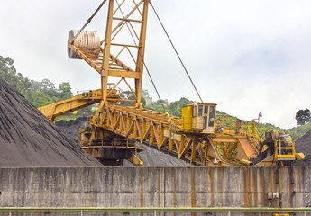 Fototapeta na wymiar huge excavator of coal in a mine