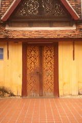 Door of entrance to church at Si Saket Temple in Vientiane ,Laos