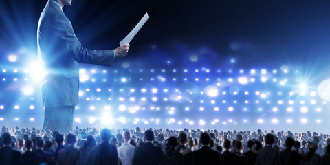 Business man on stage