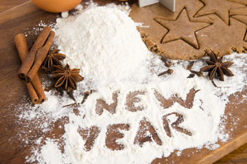 Obraz na płótnie Canvas The inscription on the flour - New Year