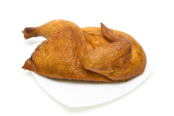 Smoked chicken isolated on white background