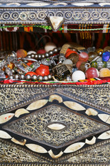 antique jewelry in ancient treasure chest