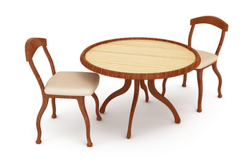 wooden table and chairs