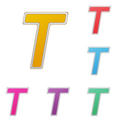 Letter T, set of colour variants, on a white background. Vector