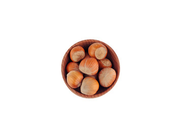 Huzelnuts in a wooden bowl