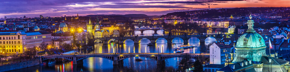 Bridges in Prague over the river at sunset © Sergii Figurnyi