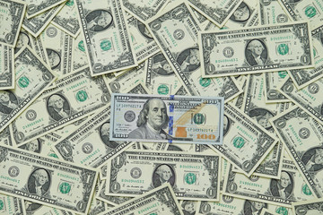 Stacks of new 100 us dollar banknotes