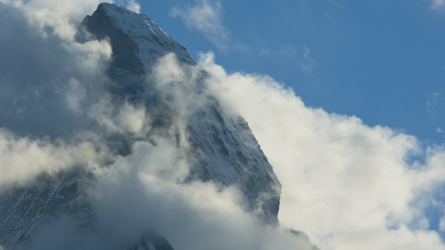 Matterhorn Peak close up time lapse image, Zermatt