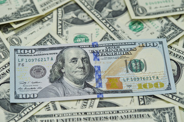 Obraz na płótnie Canvas American money spread out.
