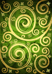 Abstract green vector floral illustration.