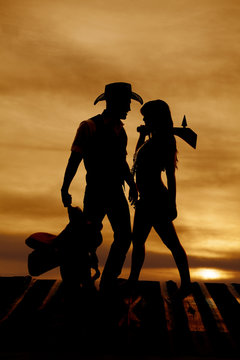 Silhouette cowboy Indian saddle club shoulder